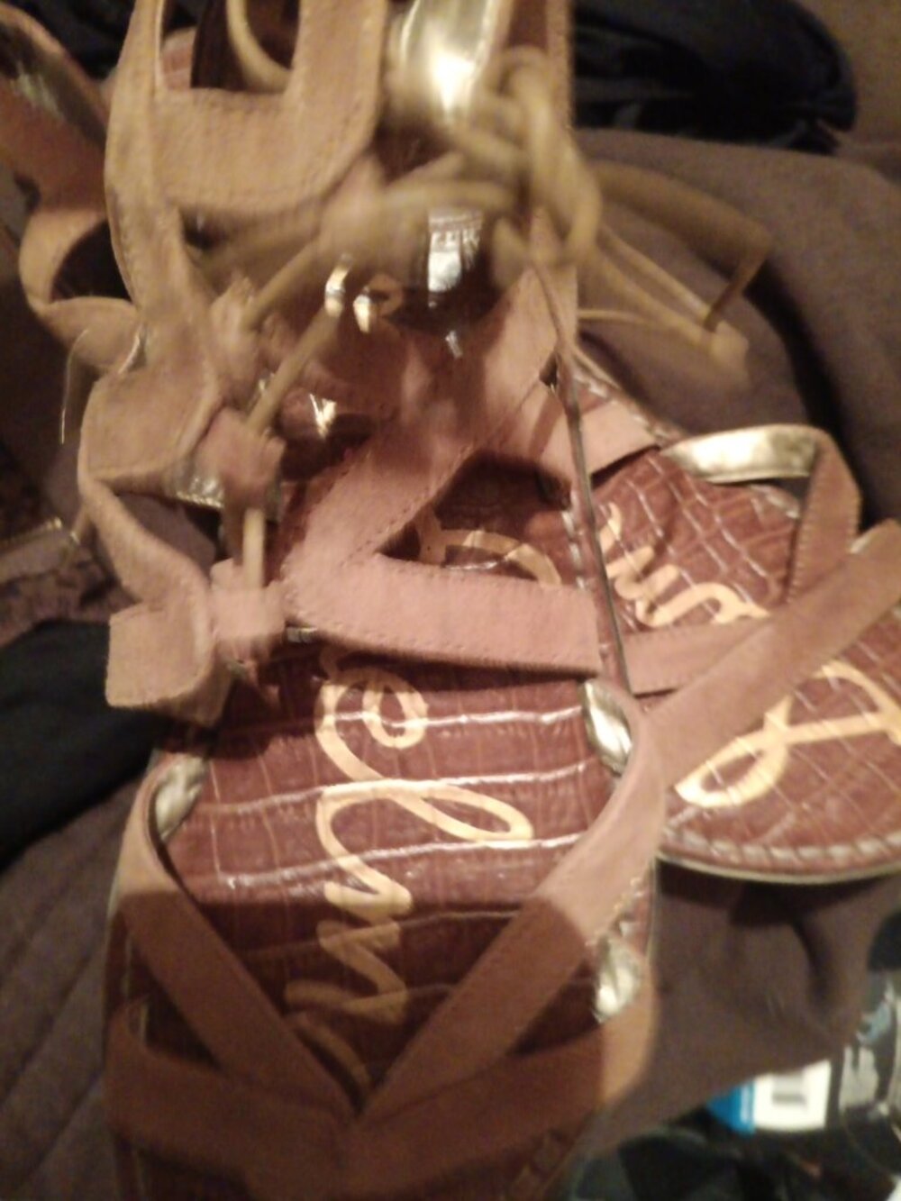 Sam Edelman Gladiator criss cross brown leather open toe flat sandels size 9.5m